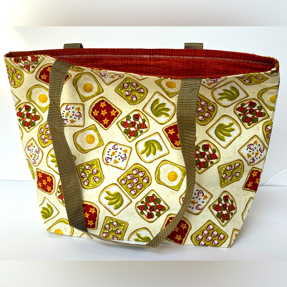Handmade Tote Bag - Avocado Toast Pattern